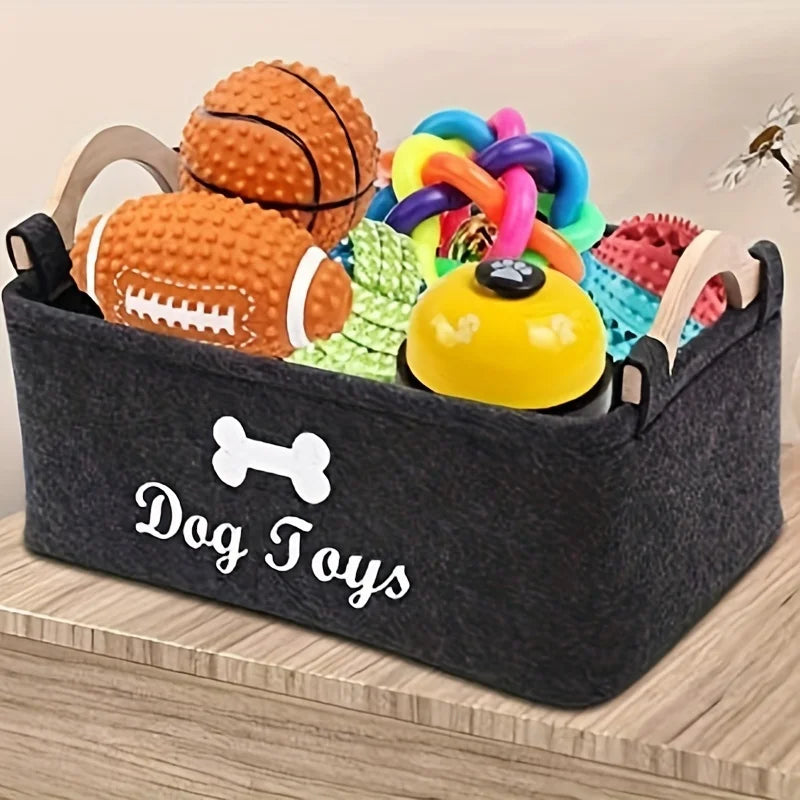 Felt Pet Toy Box for Toys, Leashes & Food