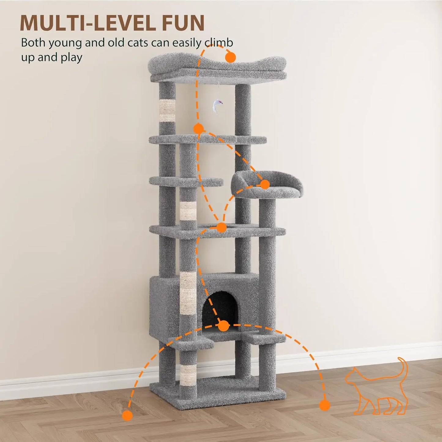 71 Cat Tree Tower with Condo & Scratch Post