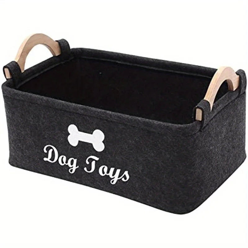 Felt Pet Toy Box for Toys, Leashes & Food