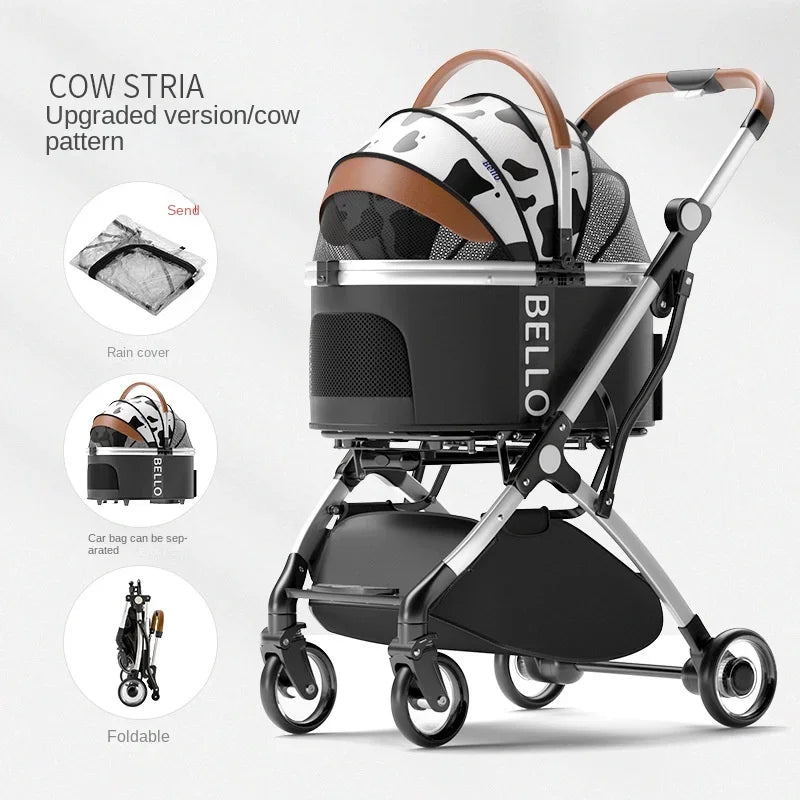 Foldable pet stroller for travel