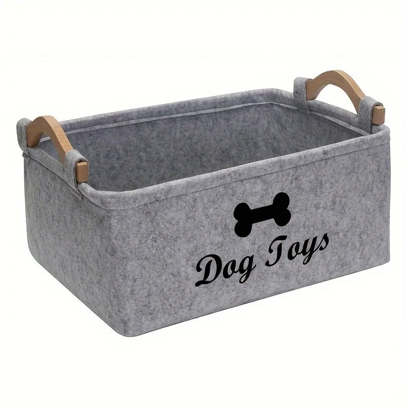 Felt Pet Toy Box for Toys, Leashes & Food