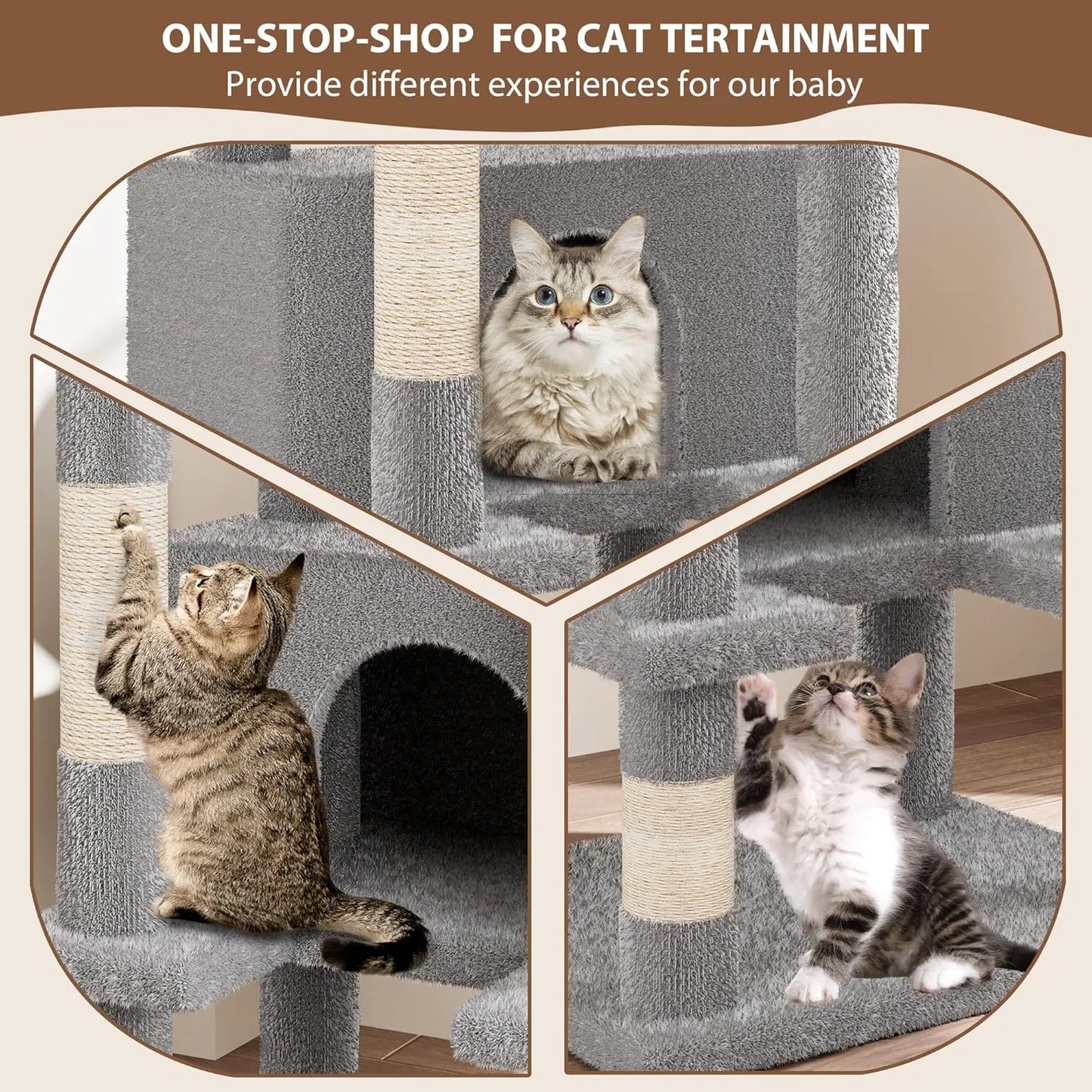71 Cat Tree Tower with Condo & Scratch Post