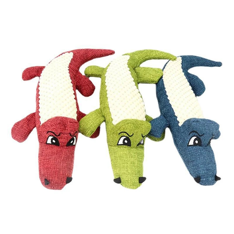 3PCS Plush Alligator Dog Chew Toys with Sound"