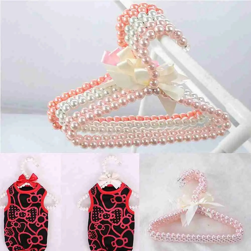 Plastic Dog Clothes Hanger with Heart Pearl for Pets