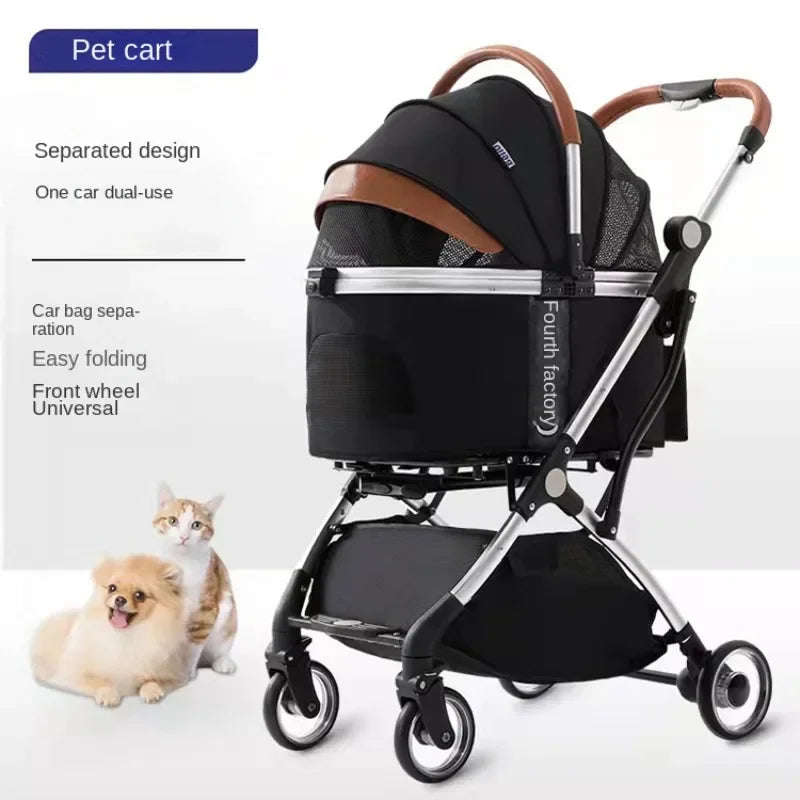 Foldable pet stroller for travel