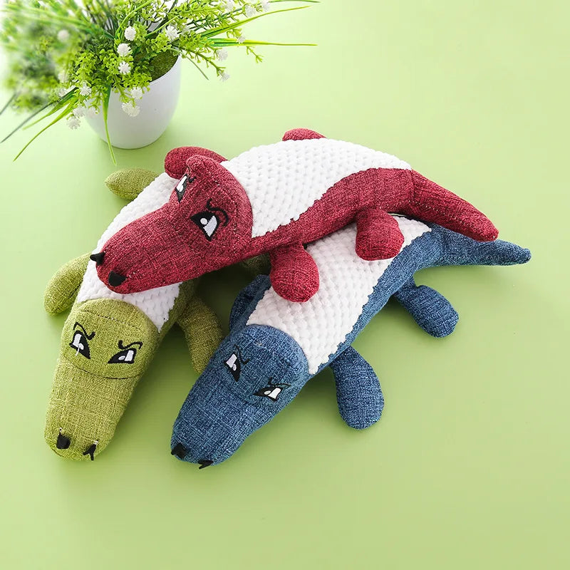 3PCS Plush Alligator Dog Chew Toys with Sound"